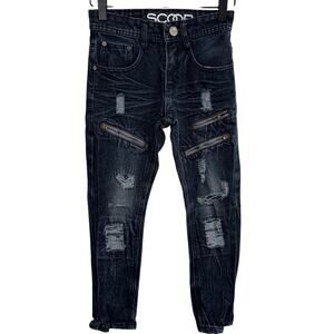 R Scoop Dark Wash Distressed Denim Jeans Size 8